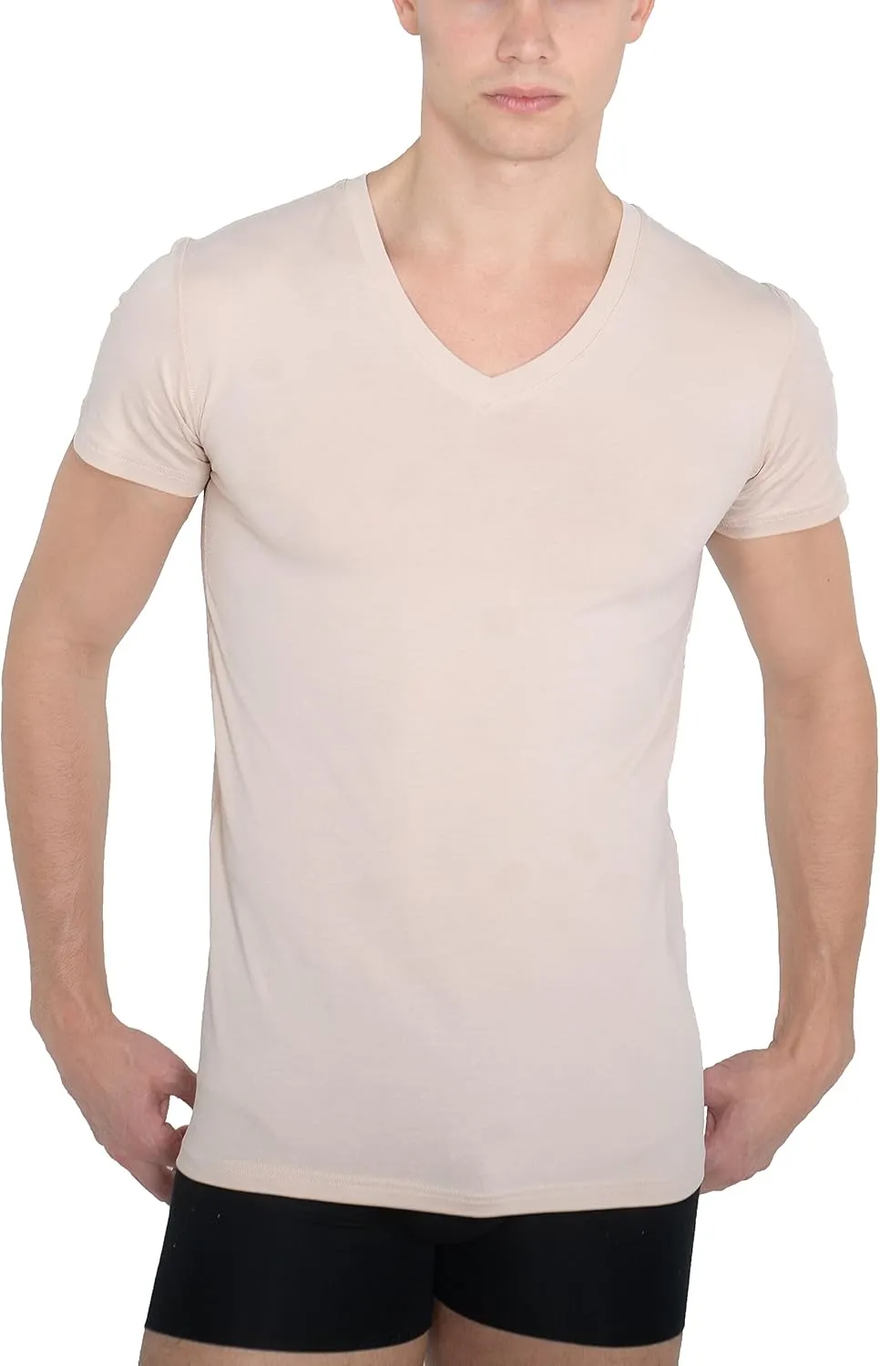 Invisible Organic Stretch Cotton Business Undershirt v-Neck