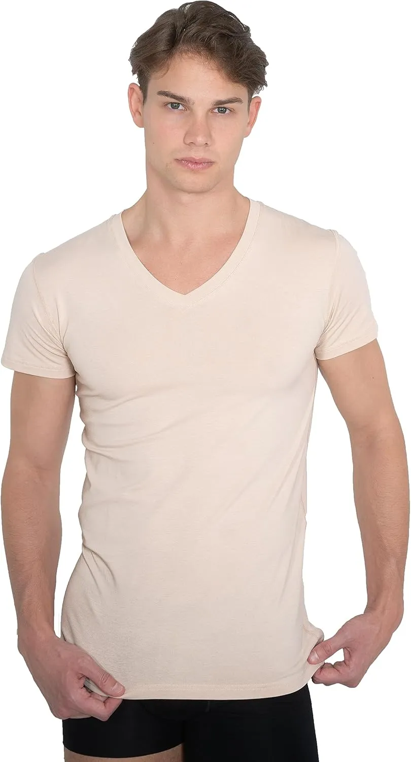 Invisible Organic Stretch Cotton Business Undershirt v-Neck