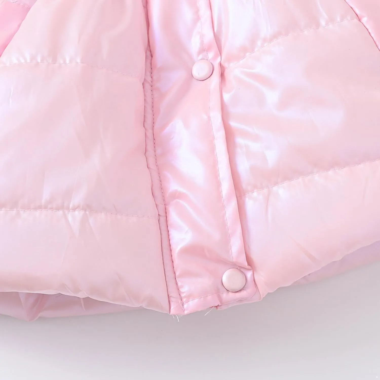 JEATHA Girl's Shiny Jakcet Faux Fur Hooded Cotton-Padded Long Sleeve Warmth Winter Coat Outerwear