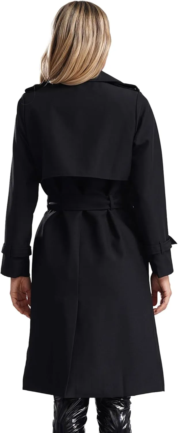 JEATHA Women's Trench Coat Double-Breasted Classic Lapel Overcoat Belted Slim Outerwear Waterproof Coat