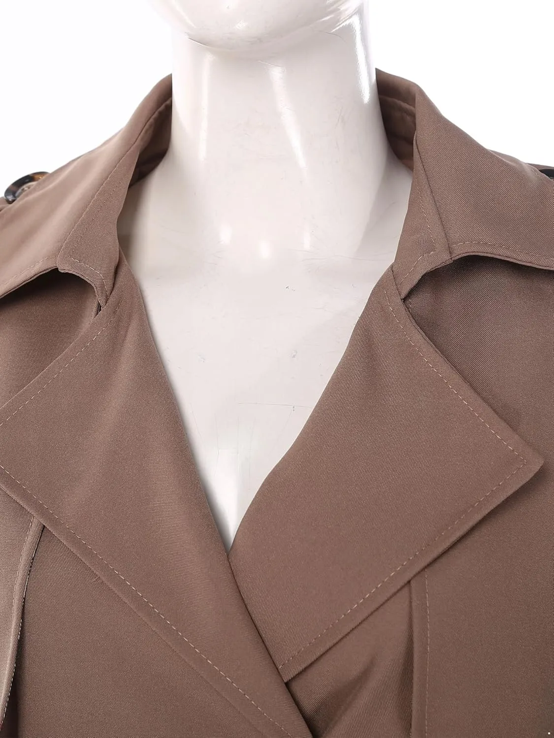 JEATHA Women's Trench Coat Double-Breasted Classic Lapel Overcoat Belted Slim Outerwear Waterproof Coat