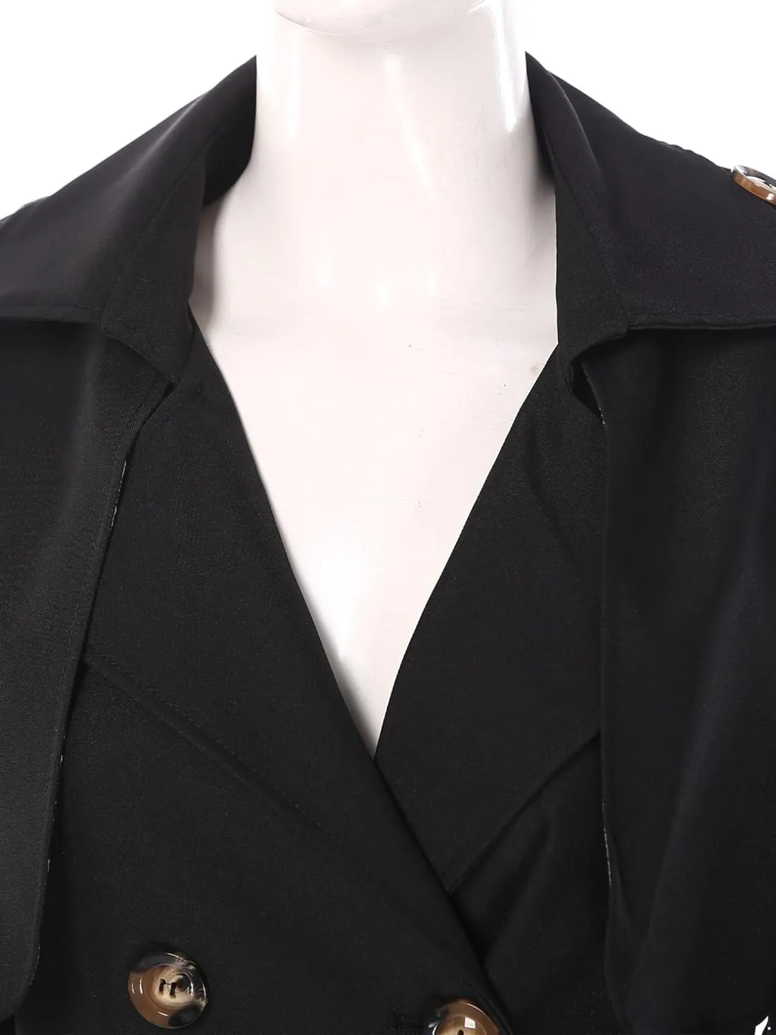 JEATHA Women's Trench Coat Double-Breasted Classic Lapel Overcoat Belted Slim Outerwear Waterproof Coat