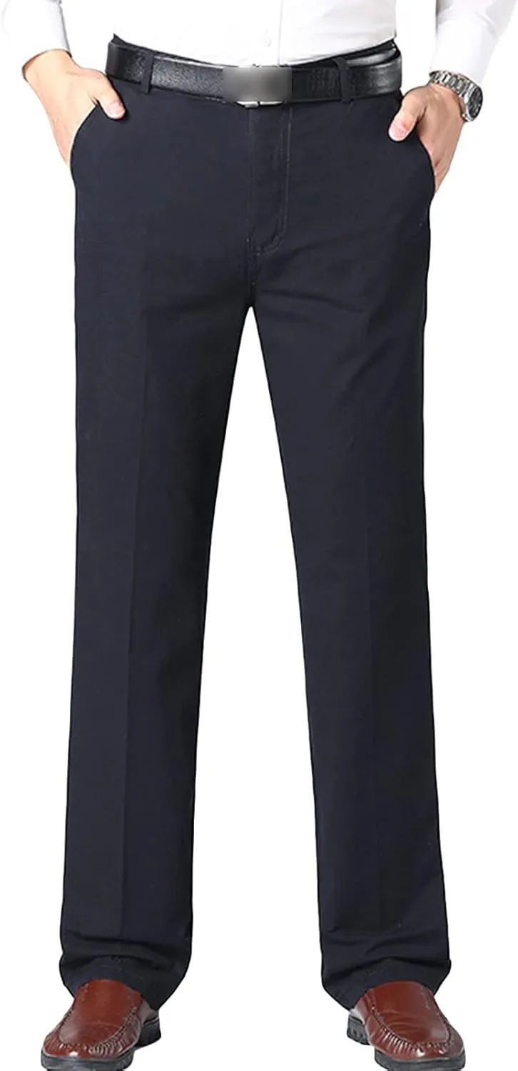 JEShifangjiusu Men's 4-Way Stretch Cotton Suit Pants Chino Pant Premium Comfort Dress Pant Flex Flat Front Straight Fit Pant