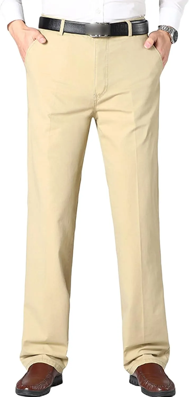 JEShifangjiusu Men's 4-Way Stretch Cotton Suit Pants Chino Pant Premium Comfort Dress Pant Flex Flat Front Straight Fit Pant
