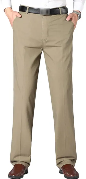 JEShifangjiusu Men's 4-Way Stretch Cotton Suit Pants Chino Pant Premium Comfort Dress Pant Flex Flat Front Straight Fit Pant