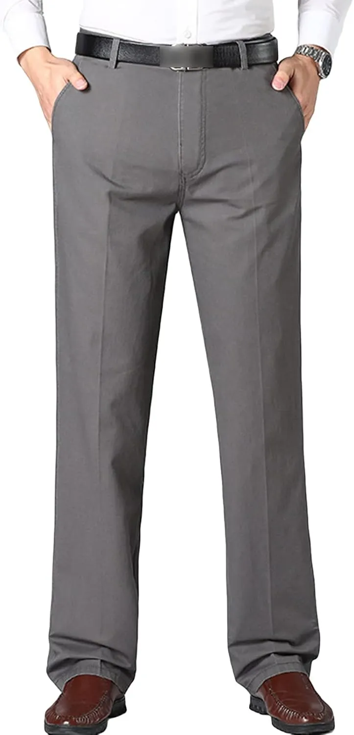 JEShifangjiusu Men's 4-Way Stretch Cotton Suit Pants Chino Pant Premium Comfort Dress Pant Flex Flat Front Straight Fit Pant
