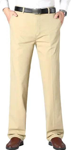 JEShifangjiusu Men's 4-Way Stretch Cotton Suit Pants Chino Pant Premium Comfort Dress Pant Flex Flat Front Straight Fit Pant