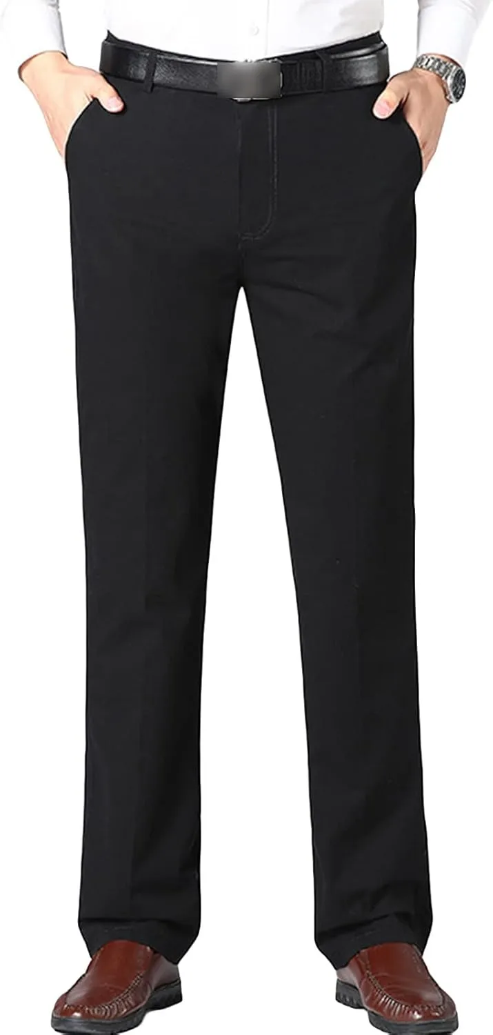 JEShifangjiusu Men's 4-Way Stretch Cotton Suit Pants Chino Pant Premium Comfort Dress Pant Flex Flat Front Straight Fit Pant