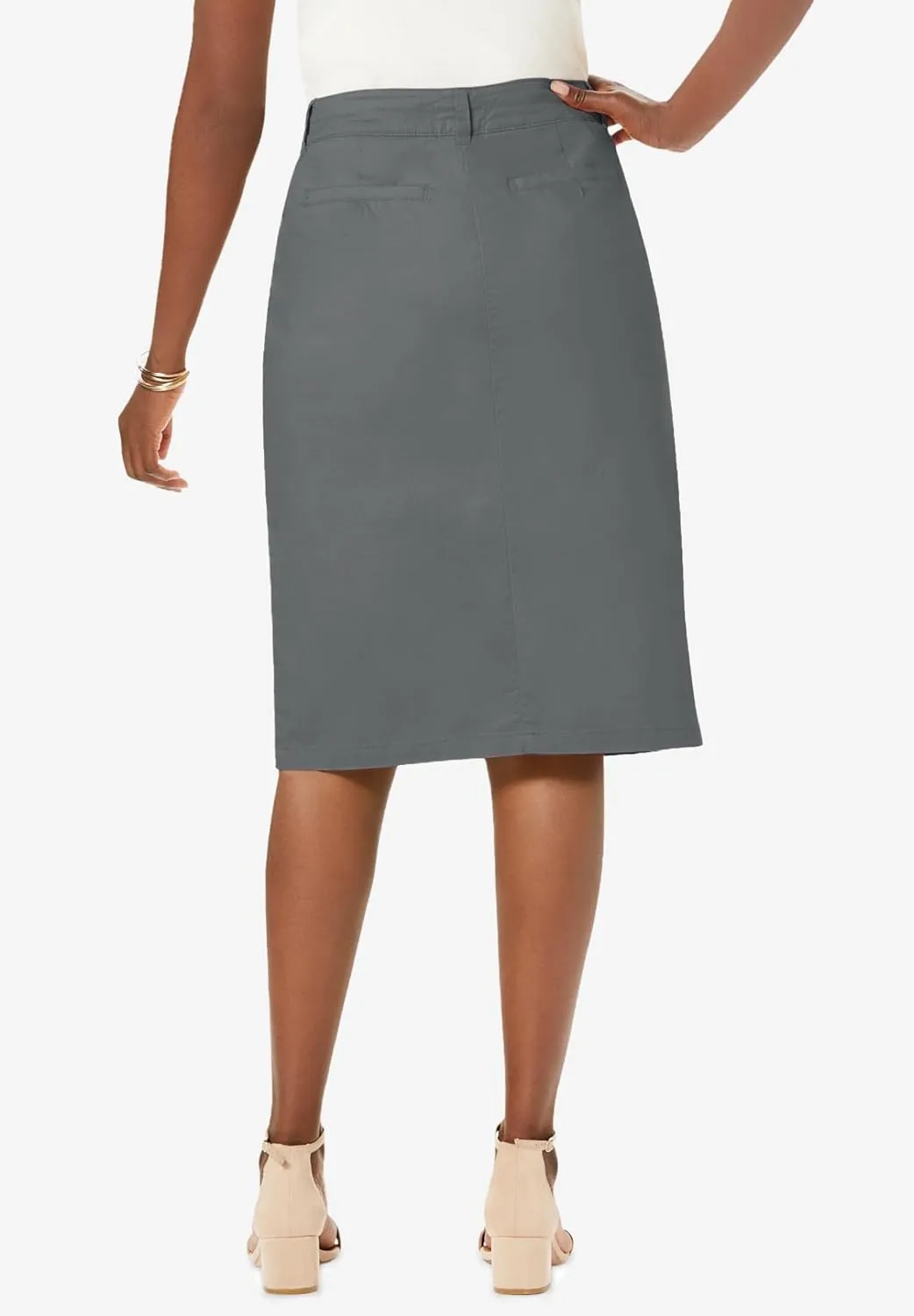 Jessica London Women's Plus Size Stretch Cotton Chino Skirt