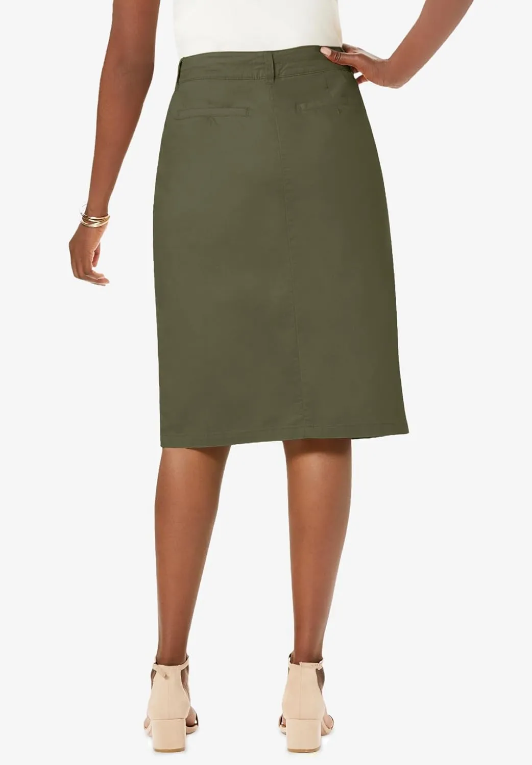Jessica London Women's Plus Size Stretch Cotton Chino Skirt