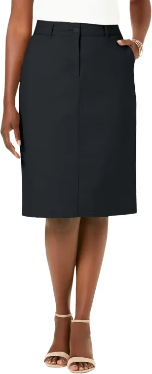 Jessica London Women's Plus Size Stretch Cotton Chino Skirt