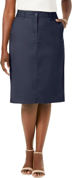 Jessica London Women's Plus Size Stretch Cotton Chino Skirt