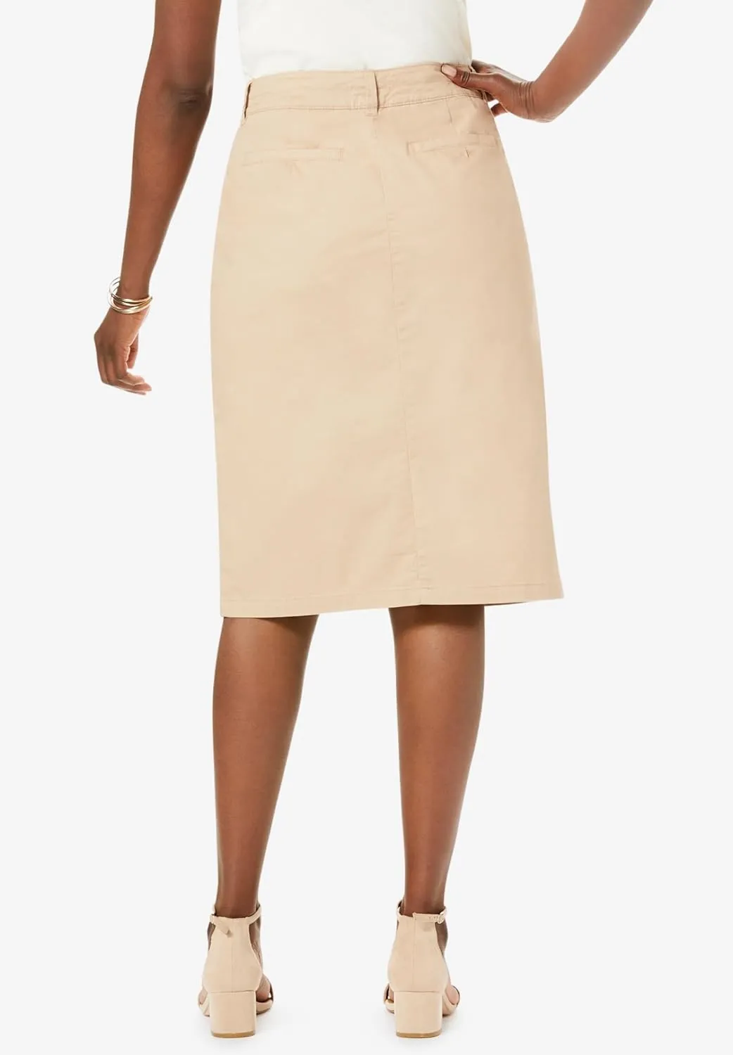 Jessica London Women's Plus Size Stretch Cotton Chino Skirt