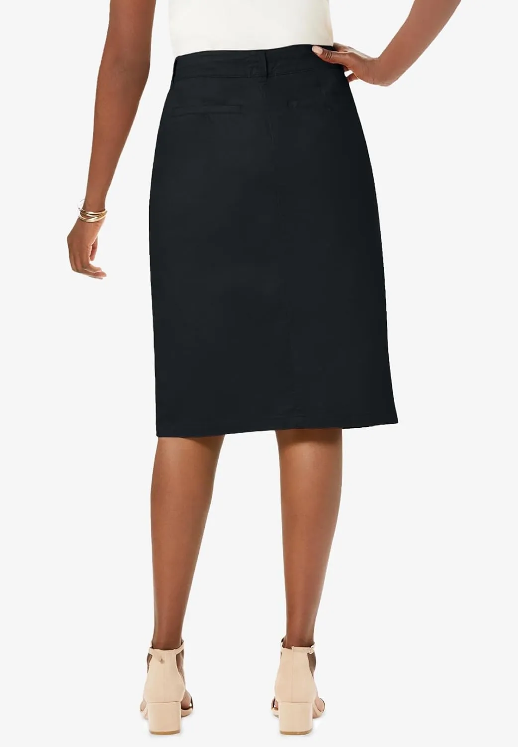 Jessica London Women's Plus Size Stretch Cotton Chino Skirt