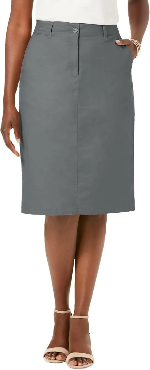 Jessica London Women's Plus Size Stretch Cotton Chino Skirt