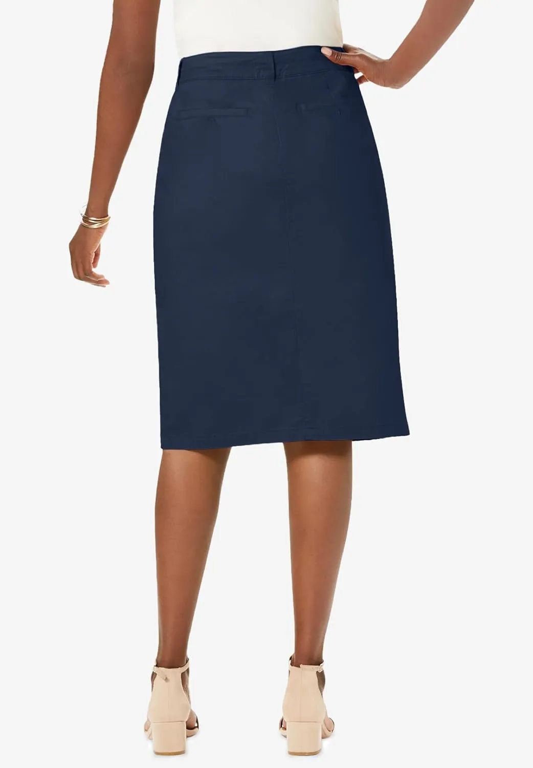 Jessica London Women's Plus Size Stretch Cotton Chino Skirt