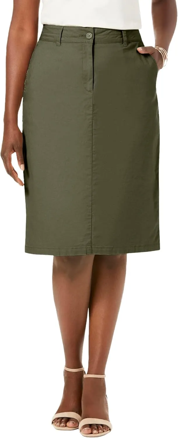 Jessica London Women's Plus Size Stretch Cotton Chino Skirt