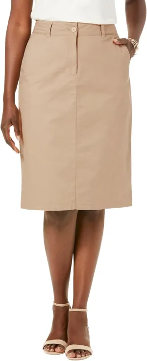 Jessica London Women's Plus Size Stretch Cotton Chino Skirt