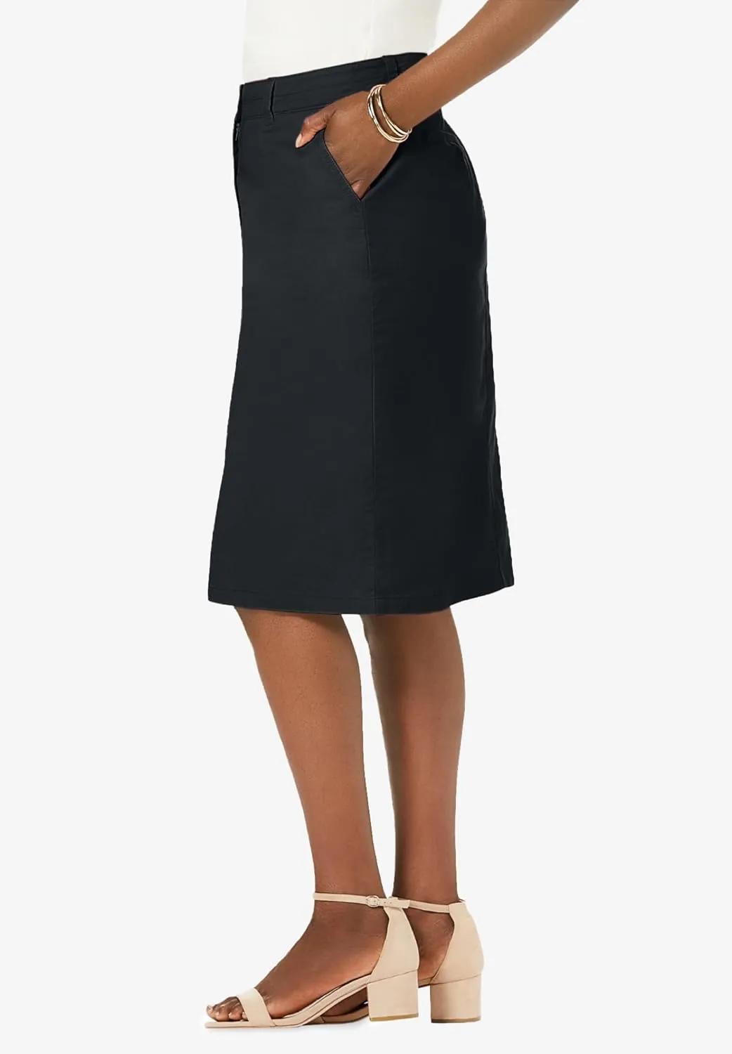 Jessica London Women's Plus Size Stretch Cotton Chino Skirt