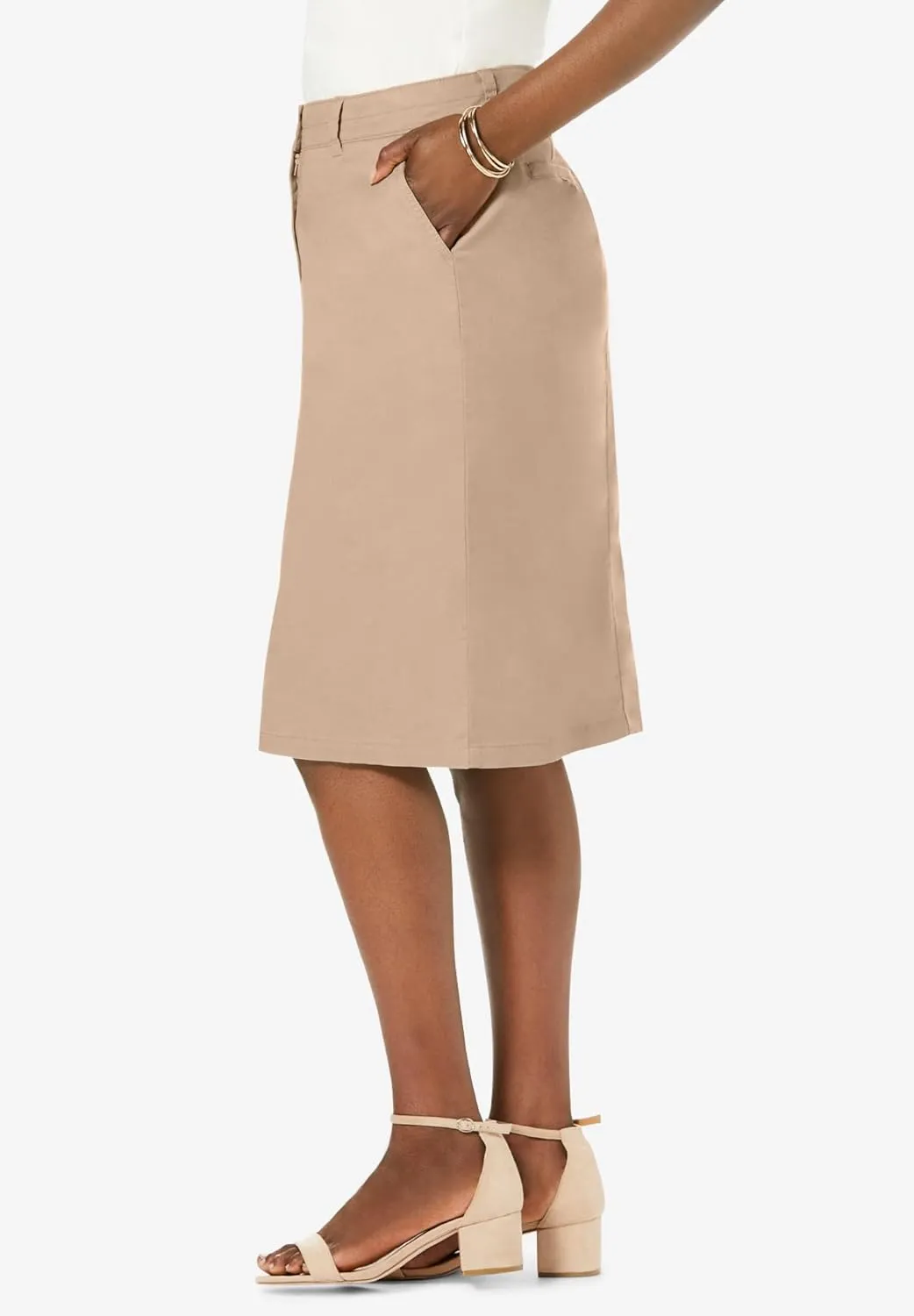 Jessica London Women's Plus Size Stretch Cotton Chino Skirt