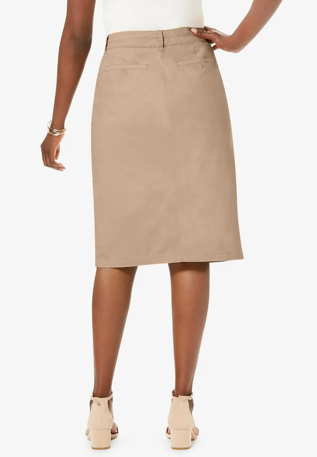 Jessica London Women's Plus Size Stretch Cotton Chino Skirt