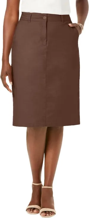 Jessica London Women's Plus Size Stretch Cotton Chino Skirt