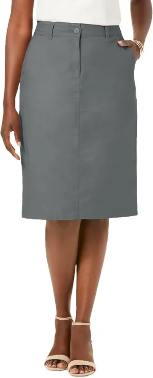 Jessica London Women's Plus Size Stretch Cotton Chino Skirt
