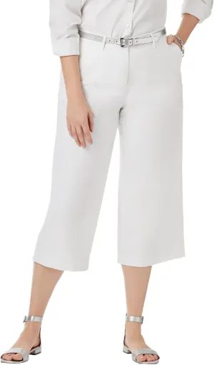Jessica London Women's Plus Size Stretch Cotton Chino Wide-Leg Crop