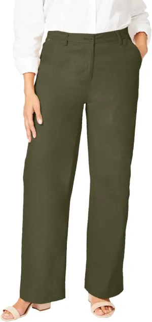 Jessica London Women's Plus Size Stretch Cotton Chino Wide-Leg Trouser