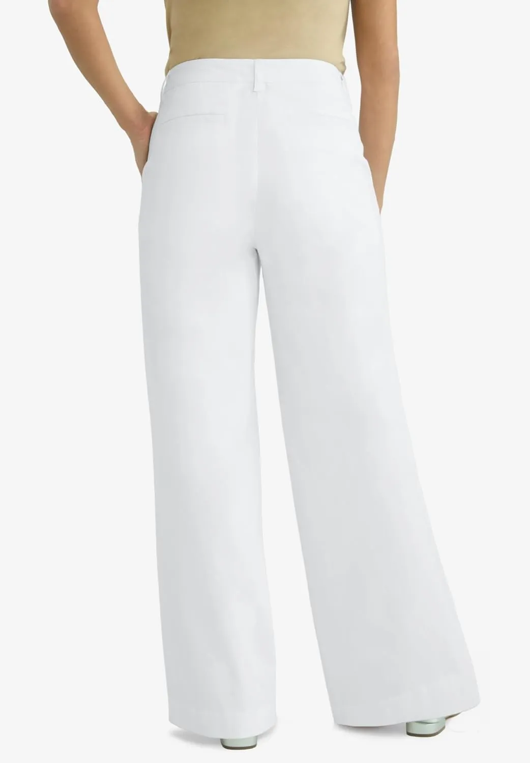 Jessica London Women's Plus Size Stretch Cotton Chino Wide-Leg Trouser