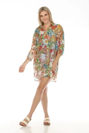 Johnny Was Millo Floral Shirt Dress Boho Chic CSW8922-D