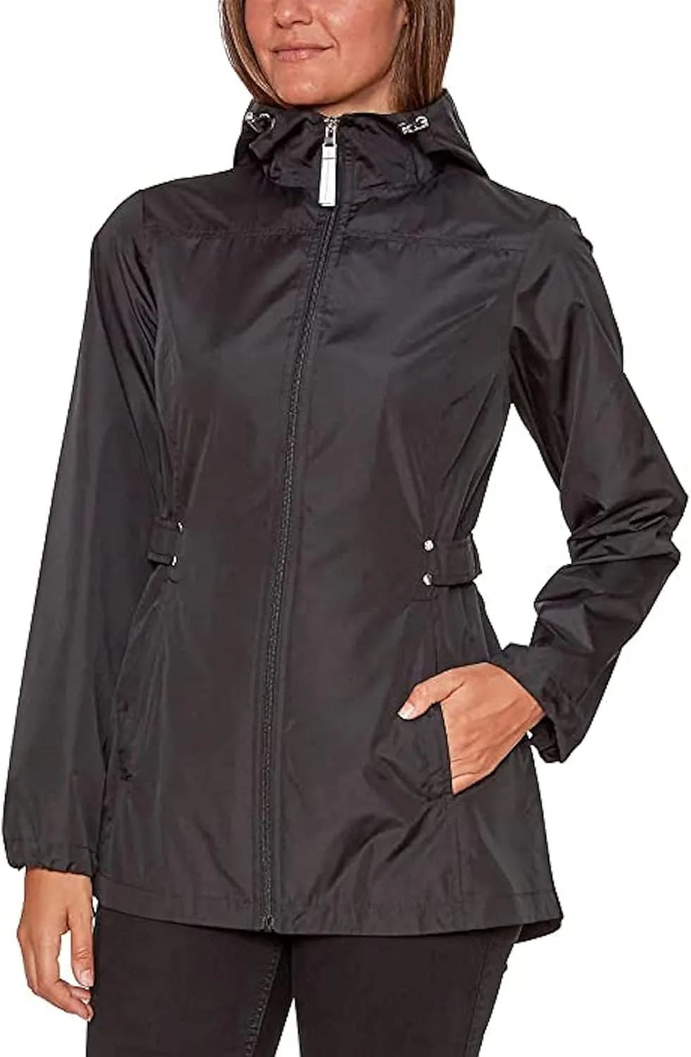 Jones New York Women's Rain Jacket Parka In A Pocket Windbreaker