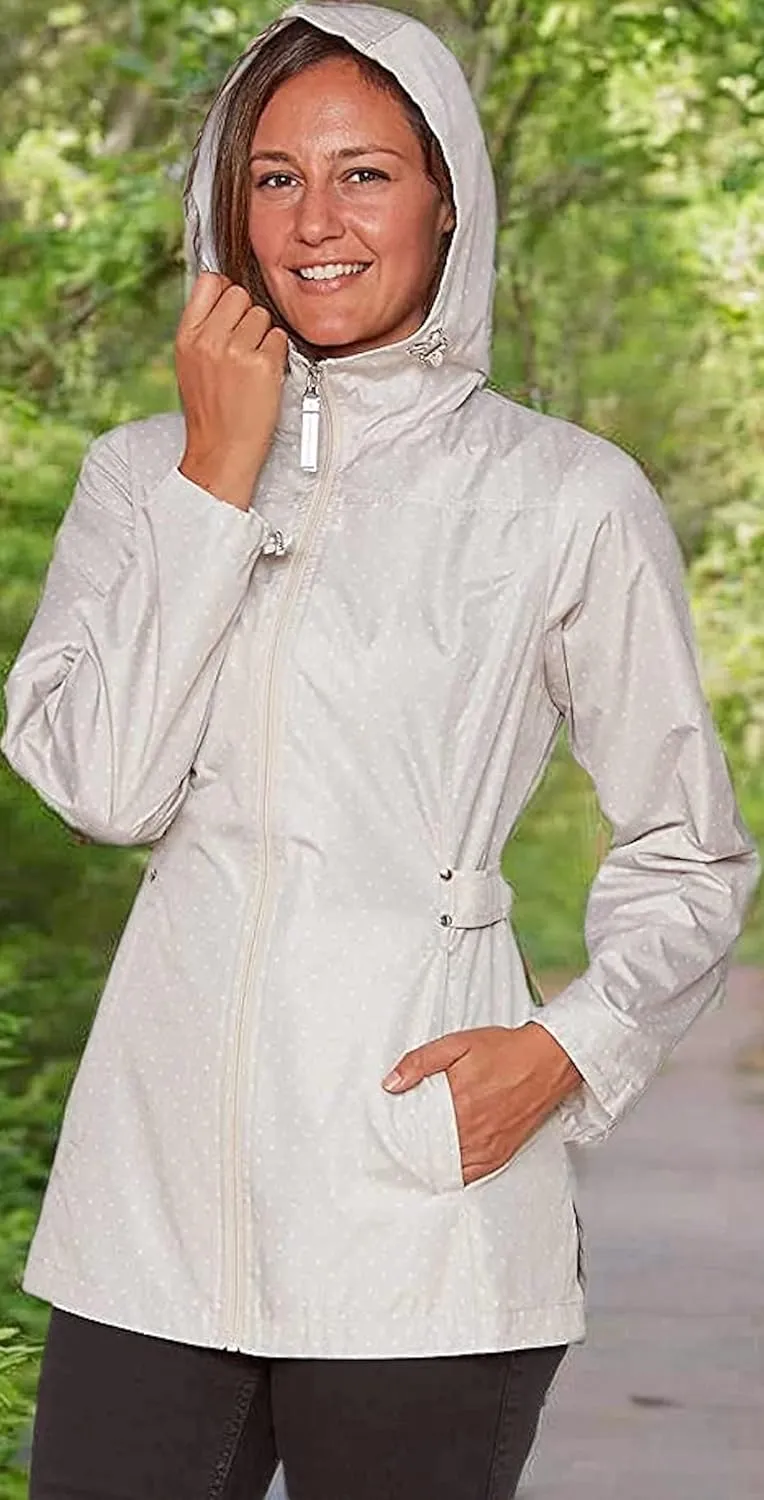 Jones New York Women's Rain Jacket Parka In A Pocket Windbreaker