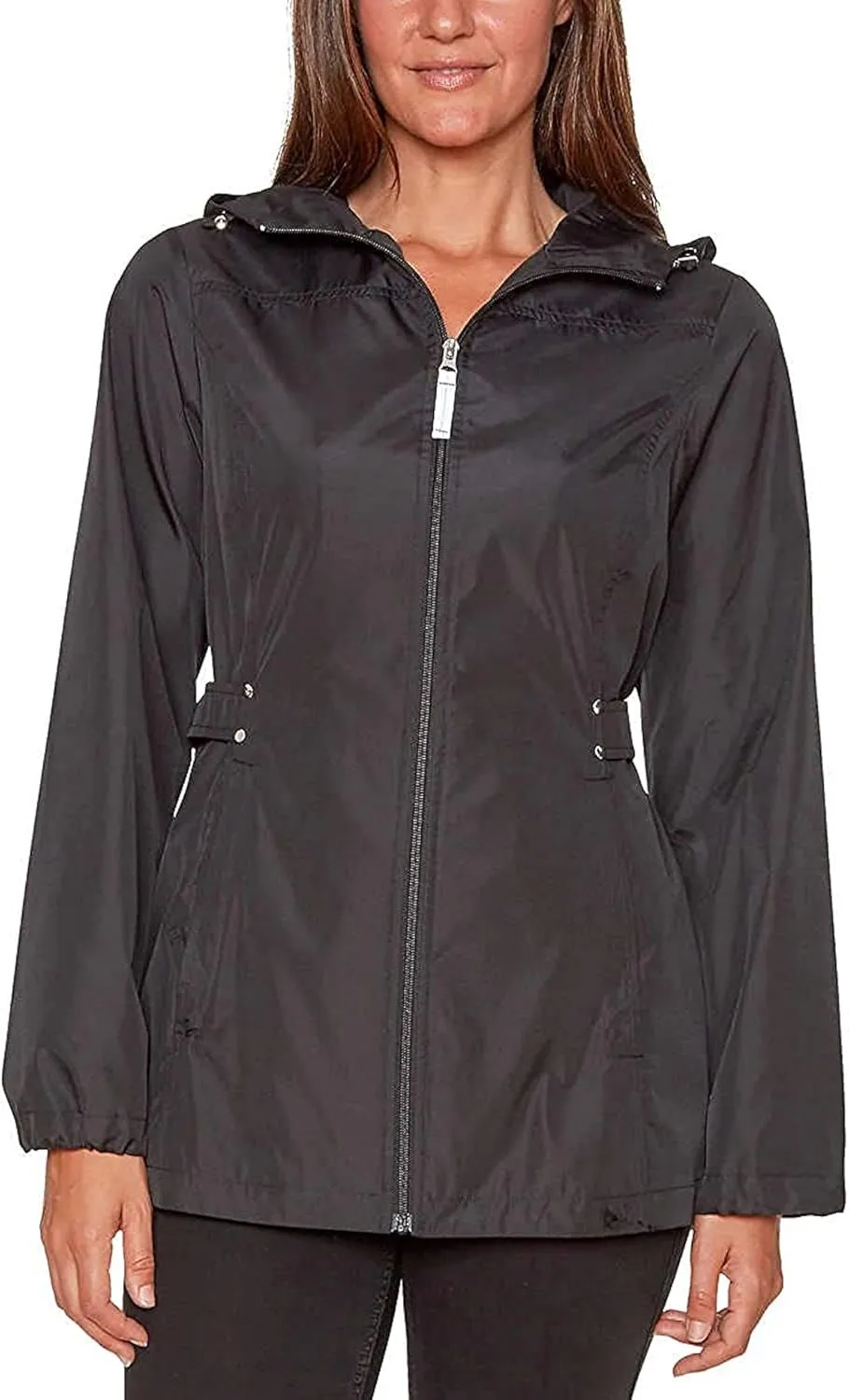 Jones New York Women's Rain Jacket Parka In A Pocket Windbreaker