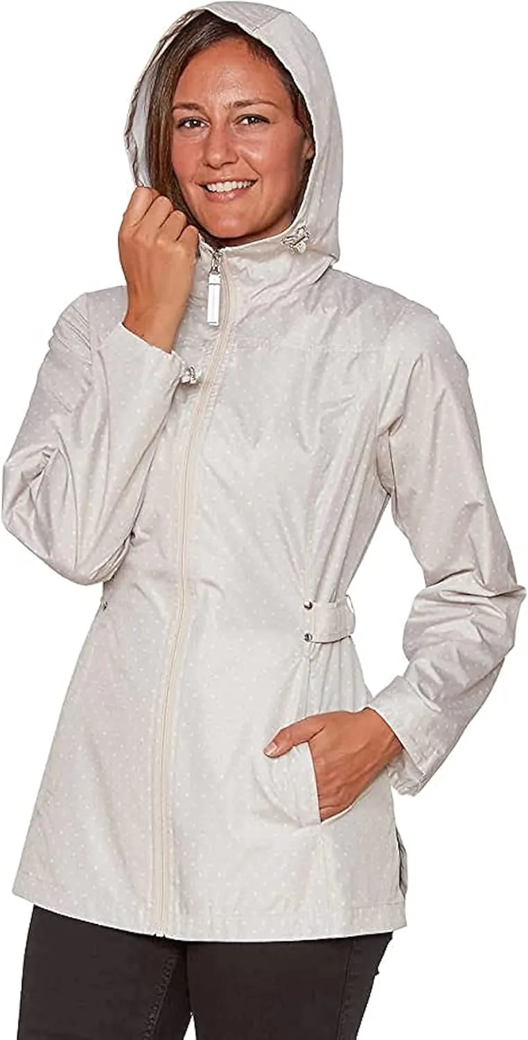 Jones New York Women's Rain Jacket Parka In A Pocket Windbreaker