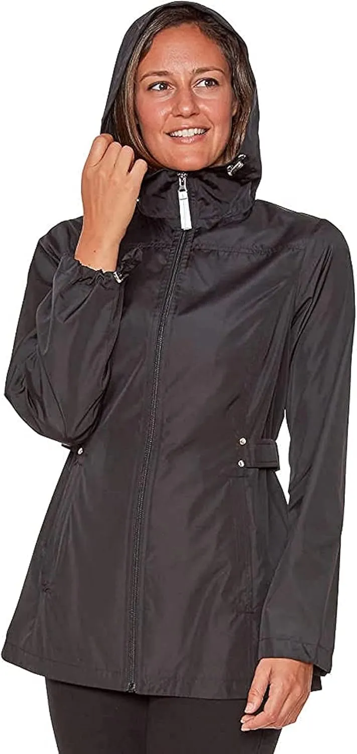 Jones New York Women's Rain Jacket Parka In A Pocket Windbreaker
