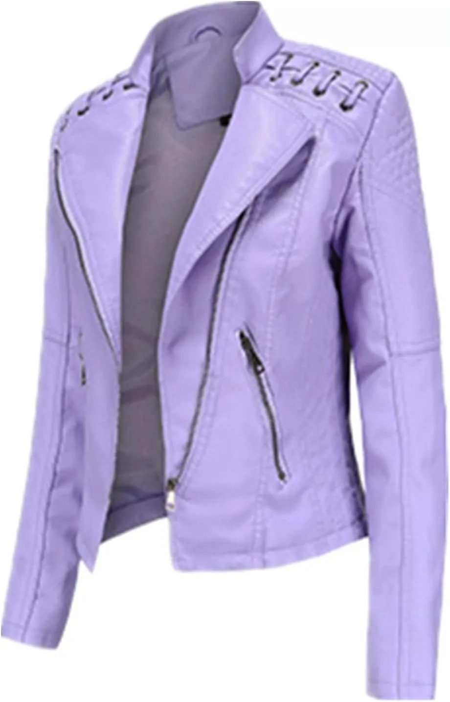 Julymens Women's Faux Leather Motorcycle Jacket Fashion Slim Fit Short Biker Coat