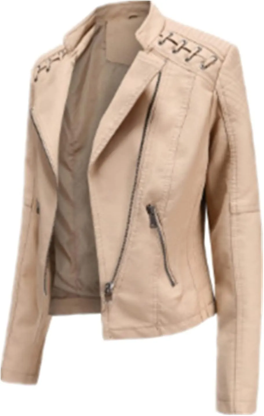Julymens Women's Faux Leather Motorcycle Jacket Fashion Slim Fit Short Biker Coat