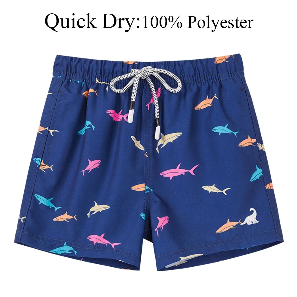 Kids Boys Cartoon Print Quick Dry Swim Shorts