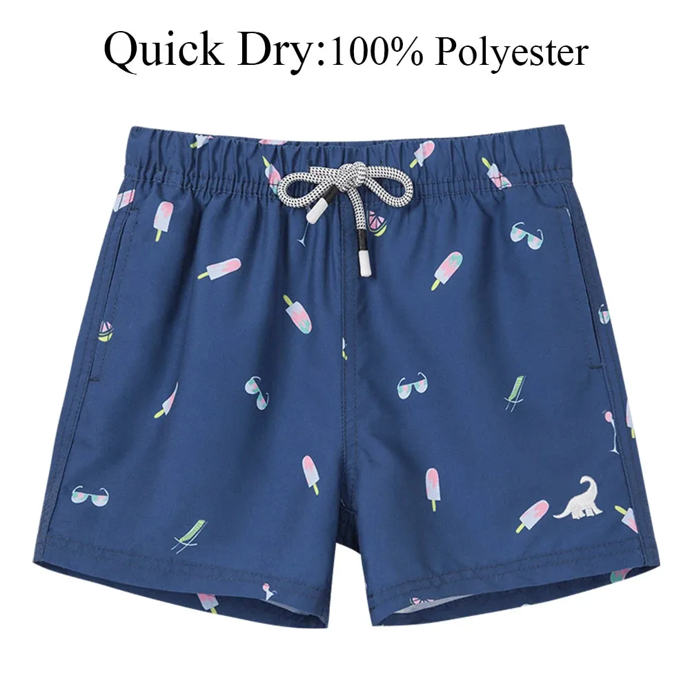Kids Boys Cartoon Print Quick Dry Swim Shorts