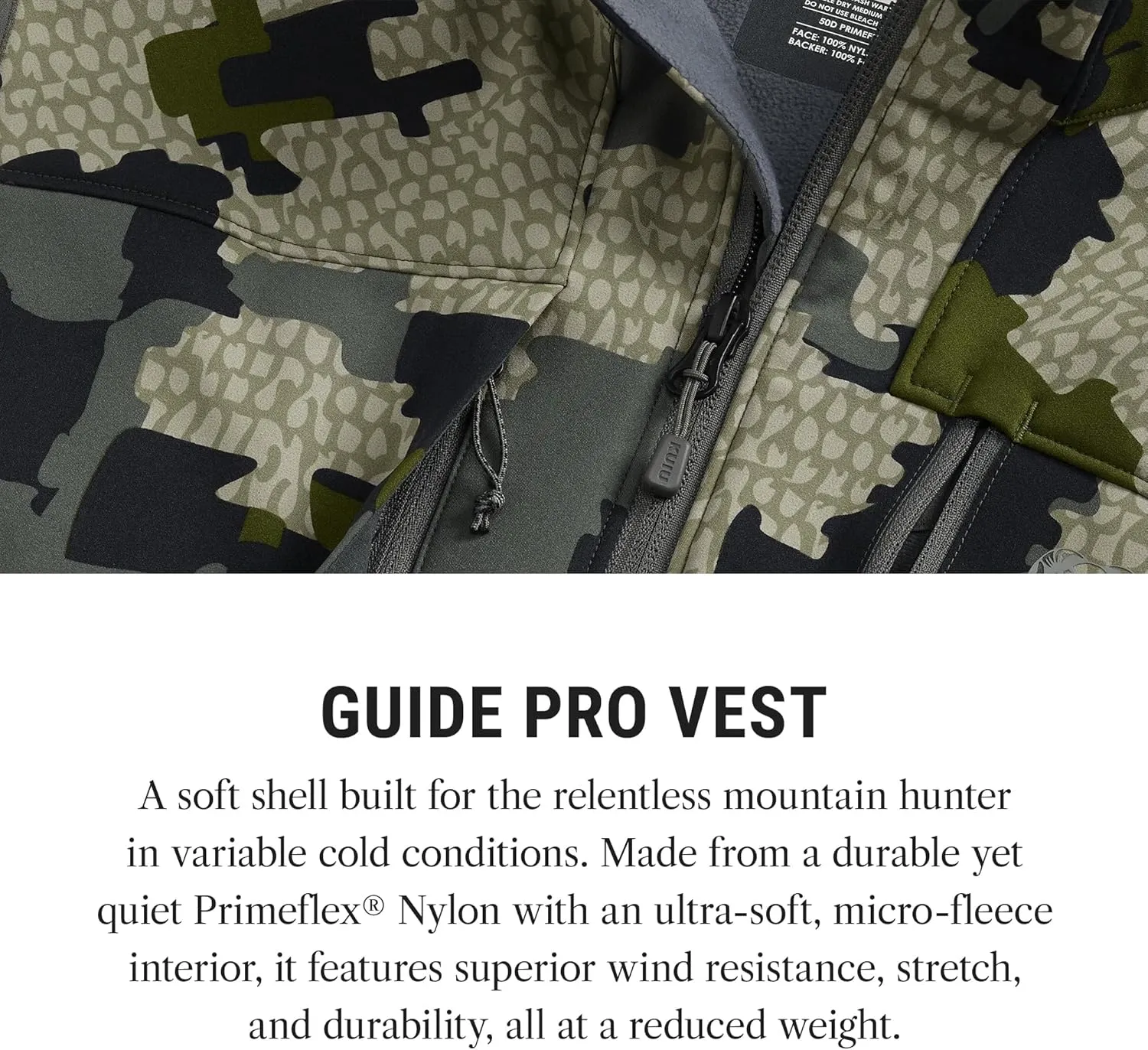 KUIU Guide PRO Vest  Wind & Water-Resistant Soft Shell Hunting Vest, Durable & Quiet with Fleece Lining for Cold Weather