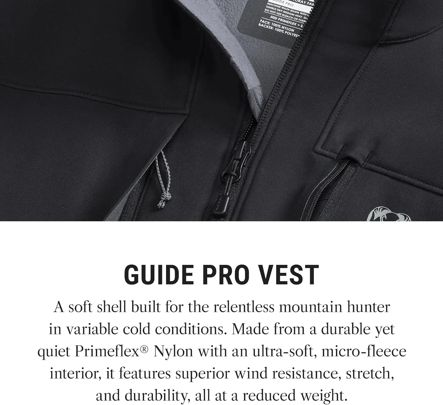 KUIU Guide PRO Vest  Wind & Water-Resistant Soft Shell Hunting Vest, Durable & Quiet with Fleece Lining for Cold Weather