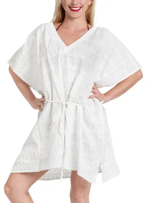LA LEELA Bikini Swim Beach wear Swimsuit Cover ups Women Caftan Dress Solid OSFM 8-20W [M- 2X] Ghost White_A379