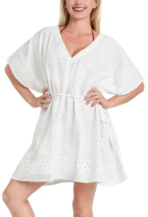 LA LEELA Bikini Swim Beach wear Swimsuit Cover ups Women Caftan Dress Solid OSFM 8-20W [M- 2X] Ghost White_A383