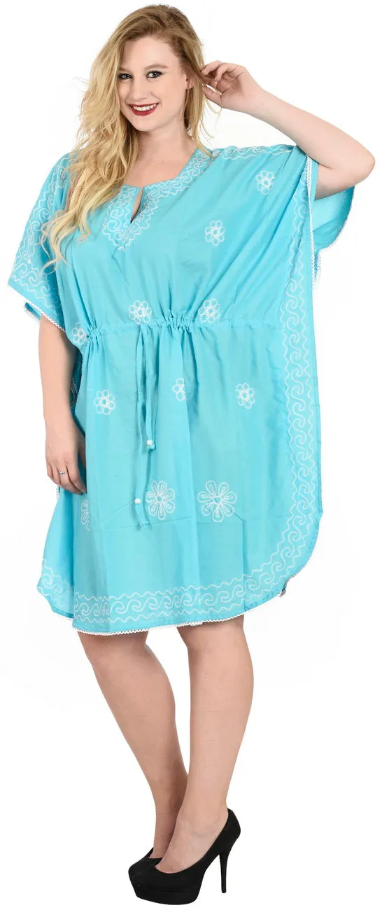 LA LEELA Bikni Swimwear Rayon Solid Summer Cover Up OSFM 14-28 [L-4X] Light Blue_1410