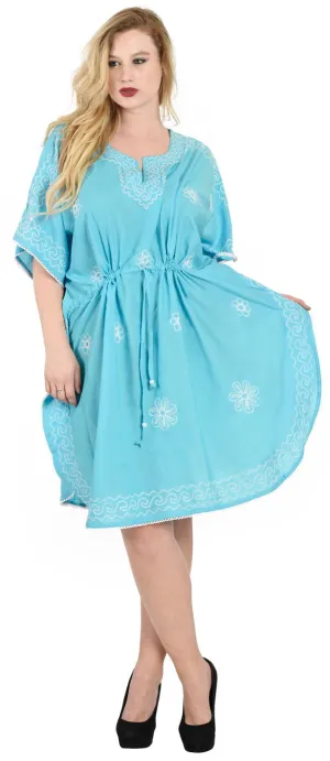 LA LEELA Bikni Swimwear Rayon Solid Summer Cover Up OSFM 14-28 [L-4X] Light Blue_1410