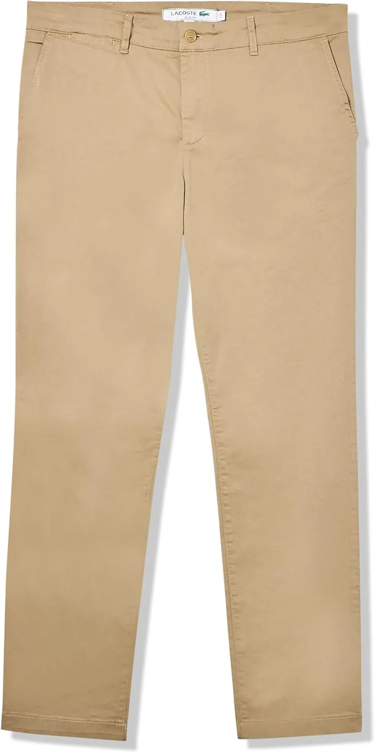 Lacoste Men's Slim Fit Stretch Cotton Chino Pants, Lion Brown, 29/32