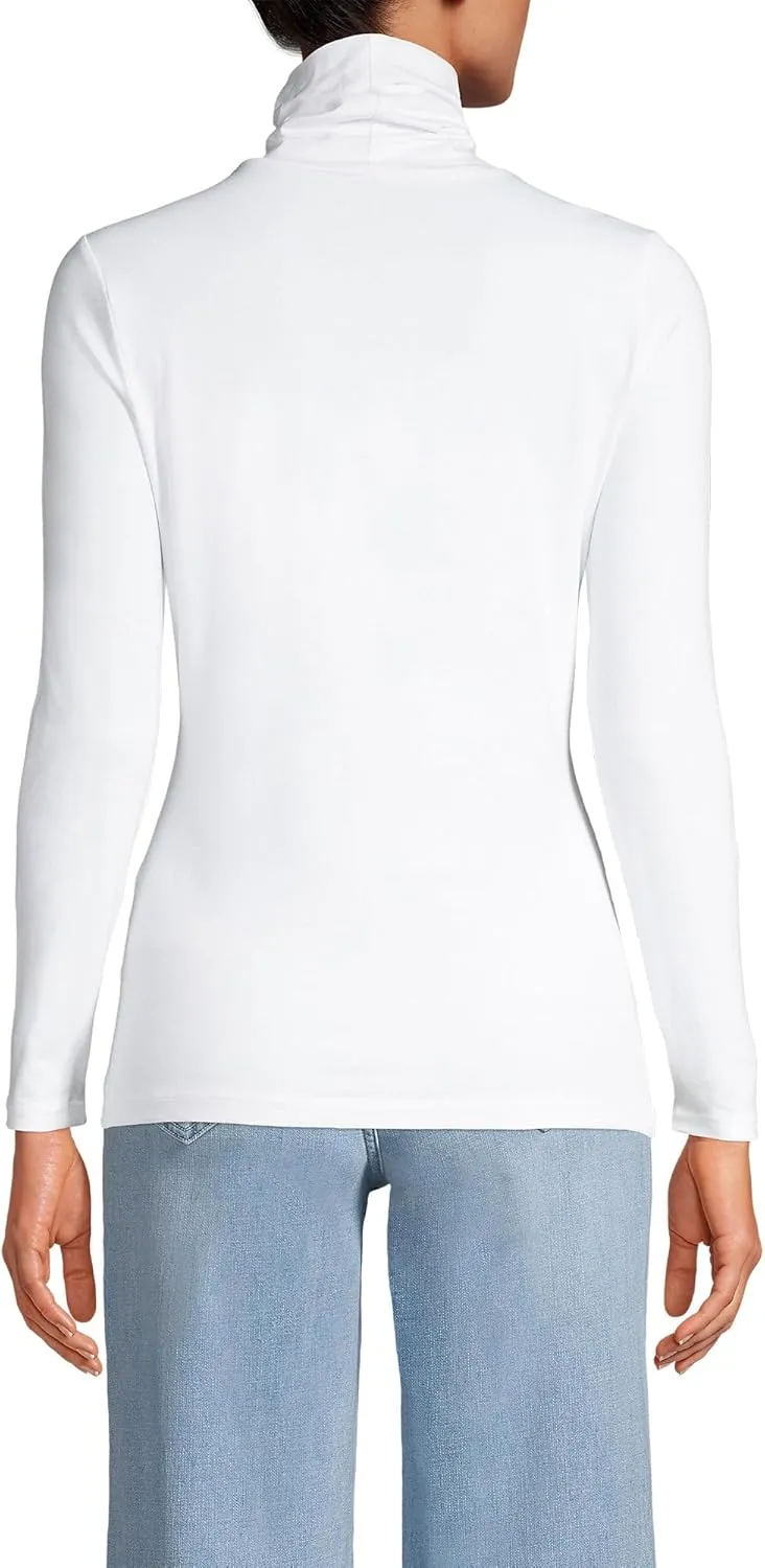 Lands' End Women's Lightweight Jersey Skimming Long Sleeve Turtleneck