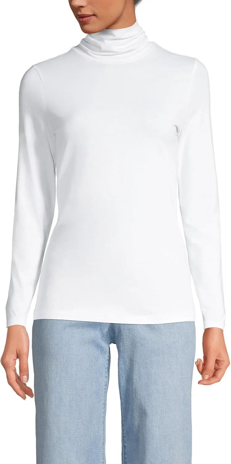 Lands' End Women's Lightweight Jersey Skimming Long Sleeve Turtleneck