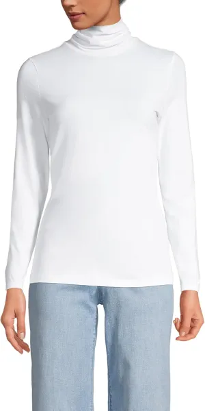 Lands' End Women's Lightweight Jersey Skimming Long Sleeve Turtleneck
